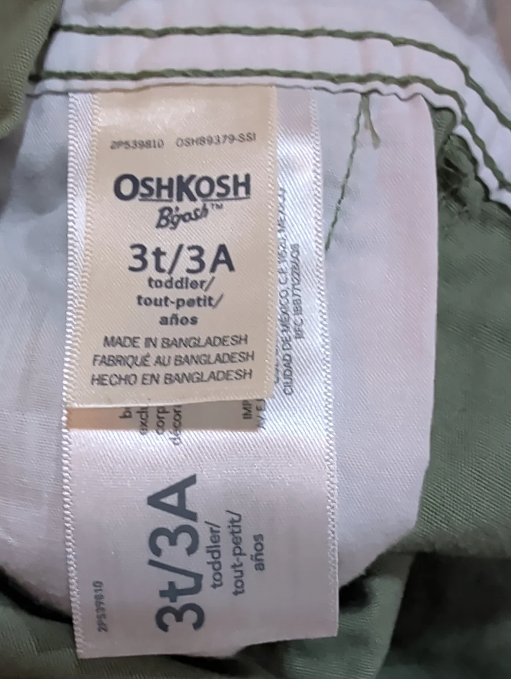 OshKosh B'gosh Olive Green Kids Overalls with Floral Trim